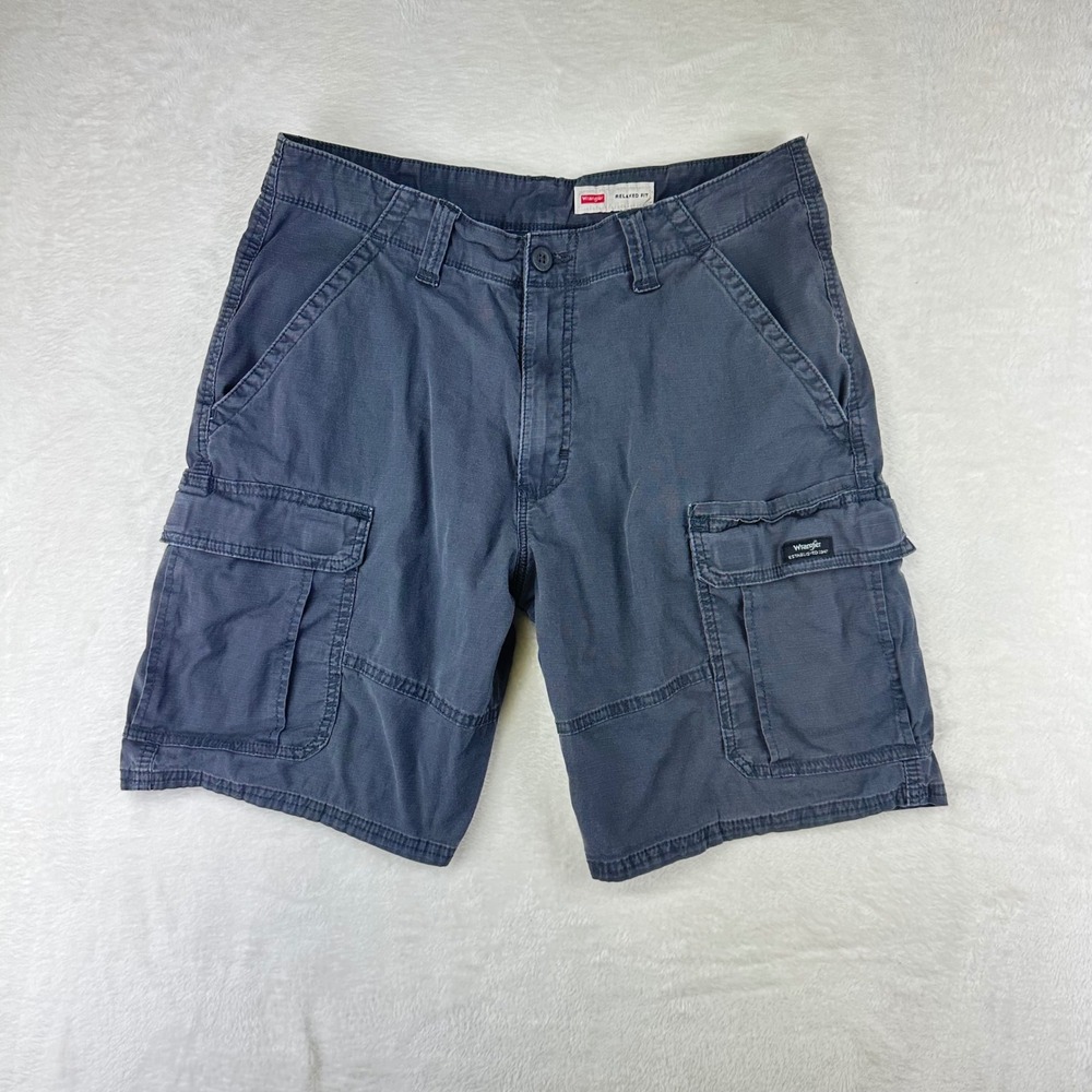 Wrangler Cargo Shorts Mens Relaxed Fit 32 Gray Utility Ripstop Cotton